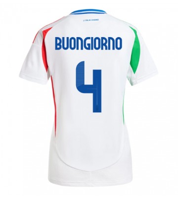 Italia Alessandro Buongiorno #4 Segunda Equipación Mujer Eurocopa 2024 Manga Corta